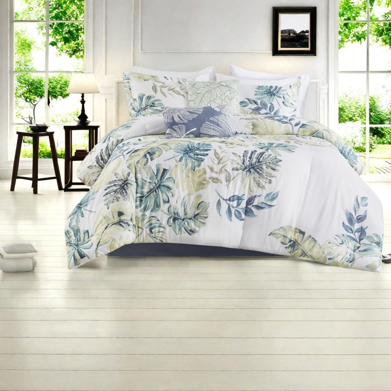 Ensemble d'édredon en coton avec motif tropical