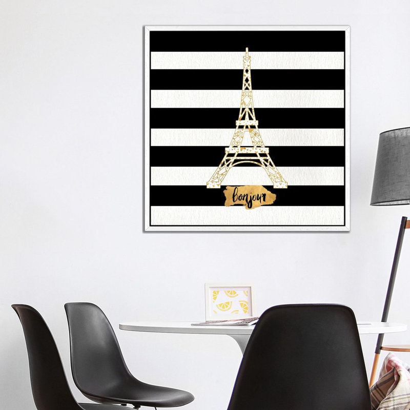 Gold Paris Collection II by Sd Graphics Studio - Print on Canvas, 93.98 cm H x 93.98 cm W, White Framed Canvas