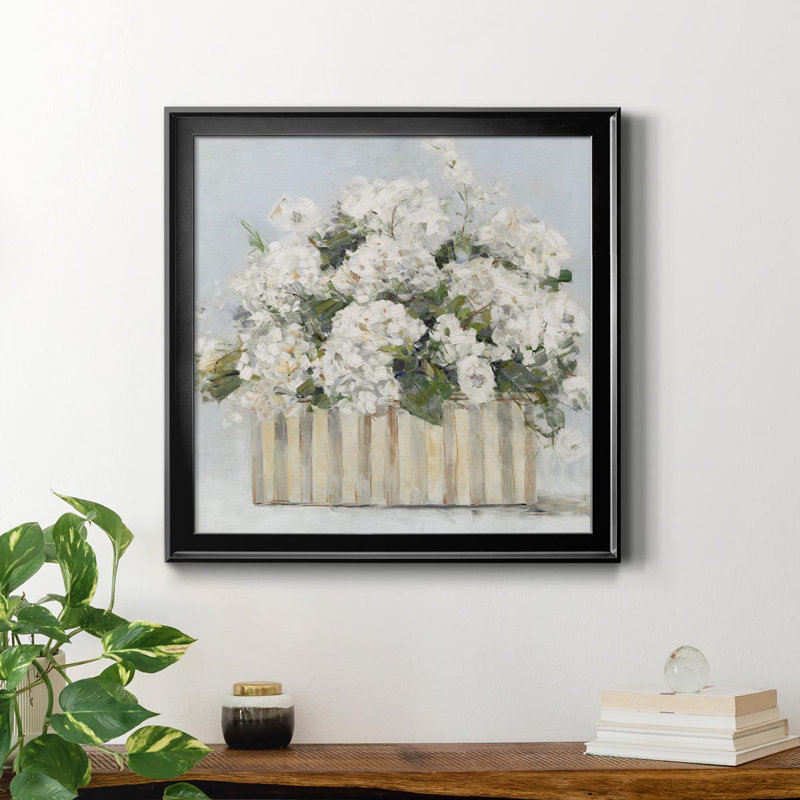 Sweet Hydrangeas - Toile encadrée de qualité supérieure - prête à être accrochée, H 34,5 po x l 34,5 po x P 1,5 po, Noir