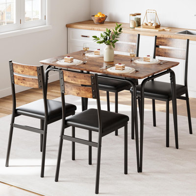 Dining Table For 4, Small Table And Chairs Set Of 4, Square Dinette Set For 4, Dinner Table Set, 5 Piece Kitchen & Dining Room Sets For Small Space by Ebern Designs