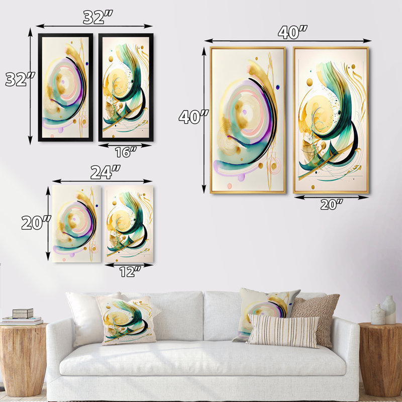 «Modern Purple Hint Spiral», 2 pièces sur toile, Cadre noir, H 32 po x l 32 po