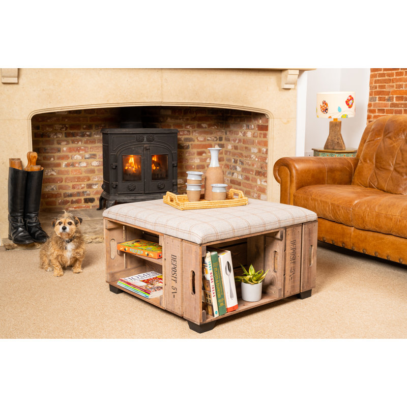 Krugerville 82cm Wide Square Tartan Ottoman with Storage