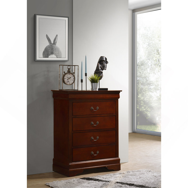 Commode 4 tiroirs Louis Phillipe, cerise, Cerisier
