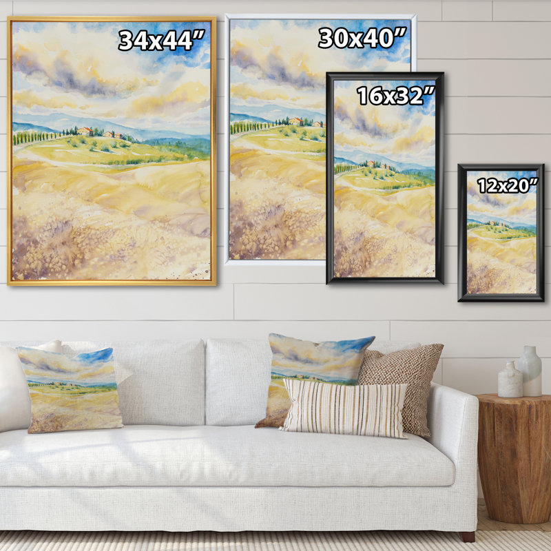 Paysage rustique italien - peinture sur toile, H 40 po x l 30 po, Toile à cadre flottant noir
