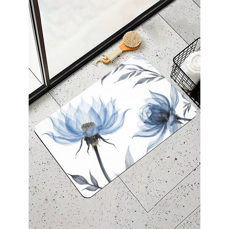 Tapis de bain à motif floral monochrome 16 po x 24 po