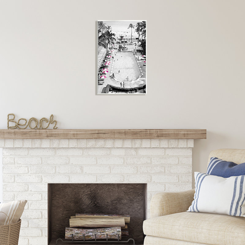 Au-468-Giclée, station balnéaire de plage rétro, H 19 po x l 13 po x P 0,5 po, Mdf