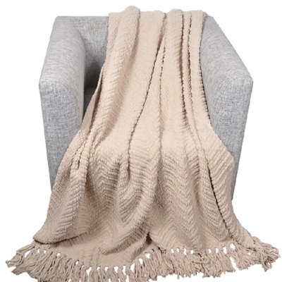 Jeté pour canapé, jeté chaud super doux pour lit simple, couverture en chenille tissée en tricot polyvalente pour le décor de la chambre à coucher