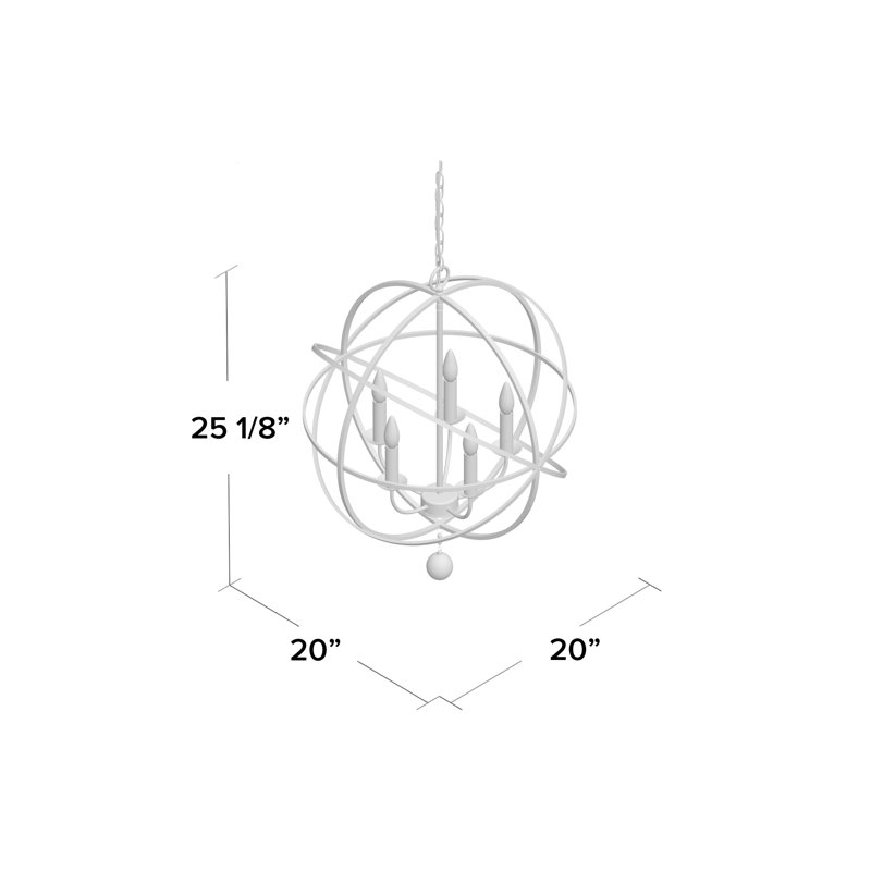 Puma 5 - Light Dimmable Globe Chandelier, Matte White