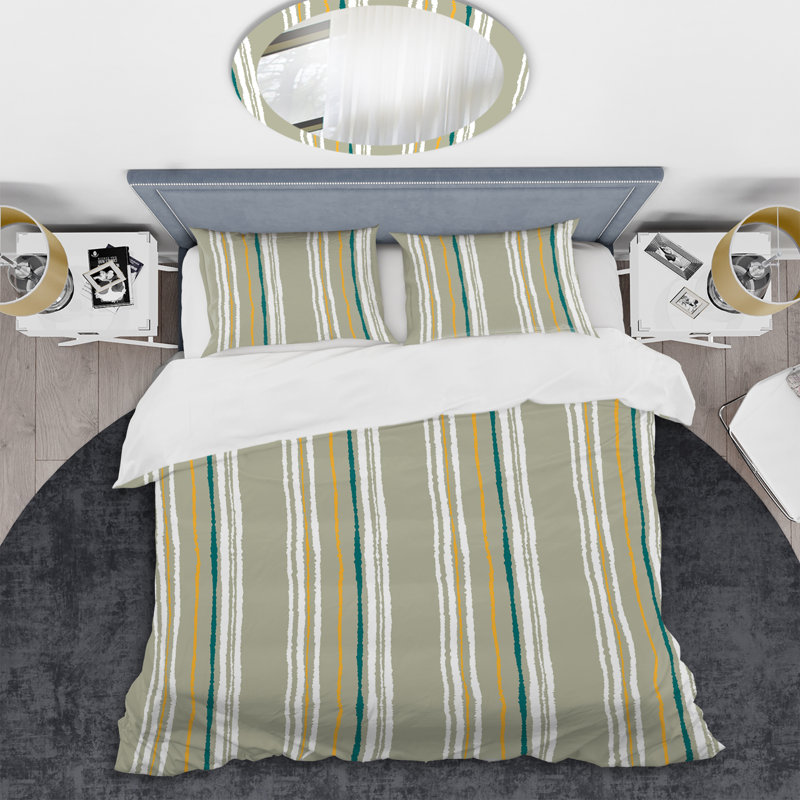 Ensemble de housse de couette en microfibre vert / blanc 3 pièces