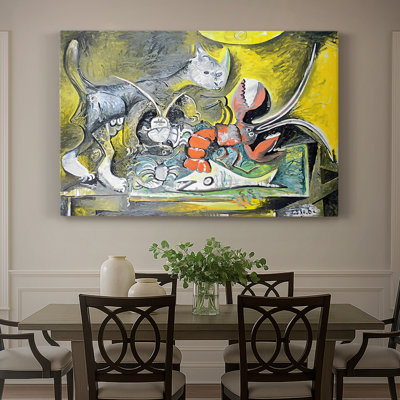 Nature morte avec un chat et un homard - Pablo Picasso - Toile tendue avec châssis -1962