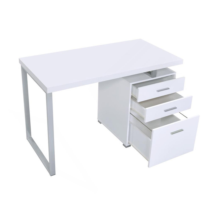 Bureau d'écriture avec 3 tiroirs en blanc
