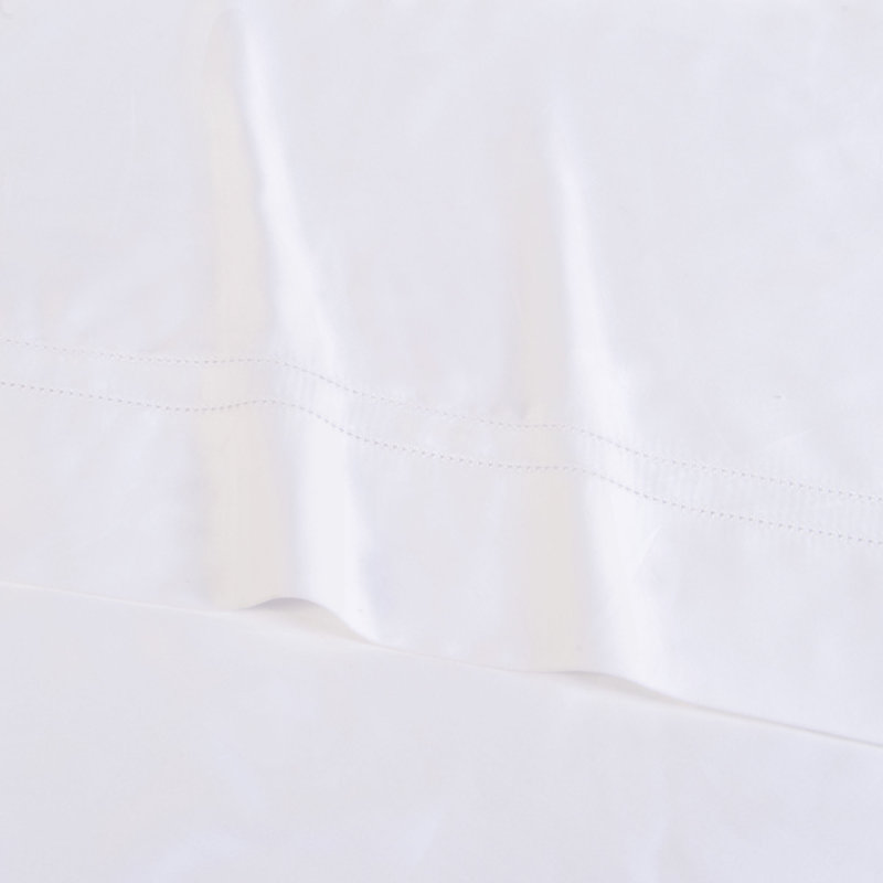 Drap en satin de coton de qualité égyptienne 1030 fils Lusso, Blanc, Drap plat pour lit simple