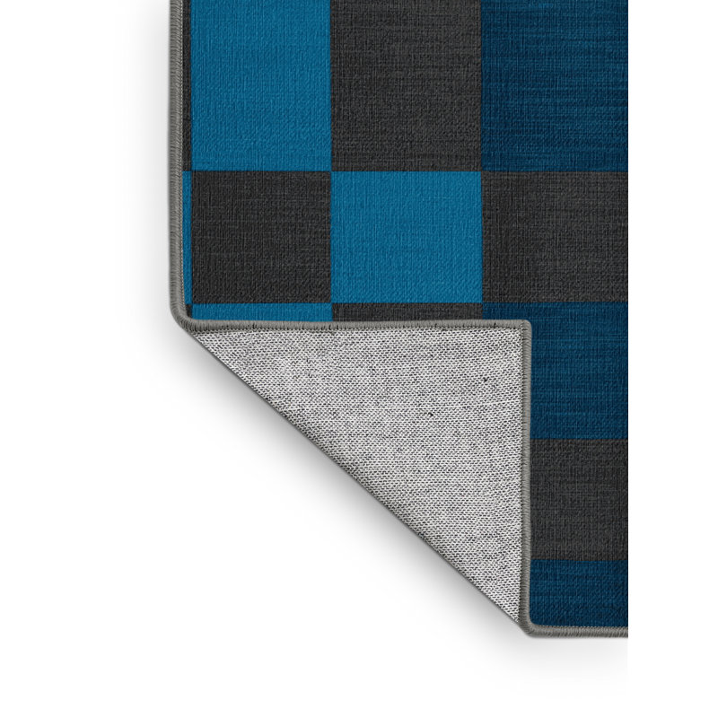 Machine Washable Checkered Gray Area Rug, Square 4'