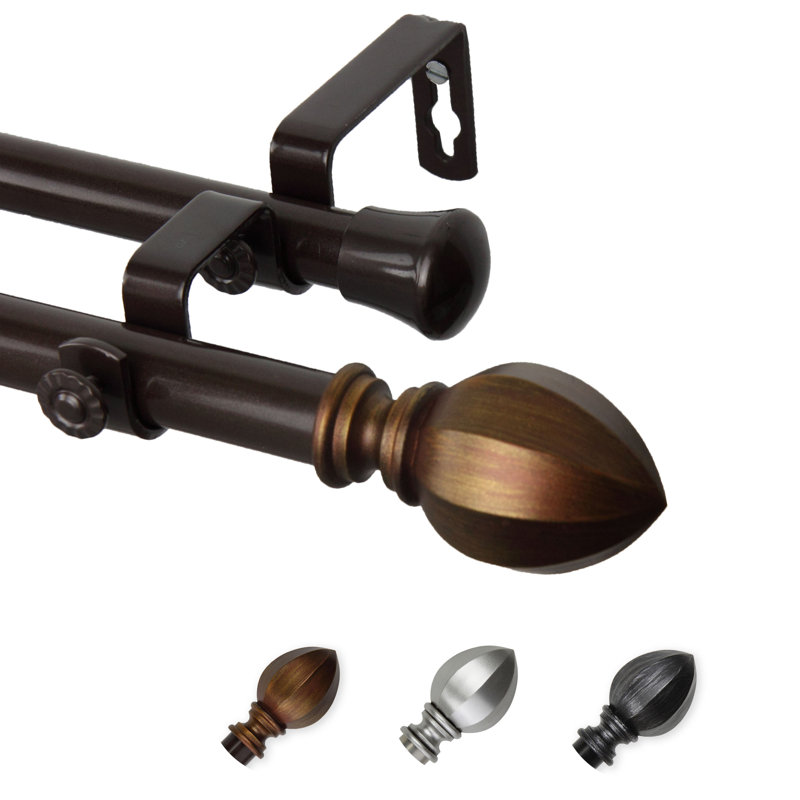 Tringle à rideaux double Garnet, Cacao, H 0,81 po x l 120 po x P 6,38 po