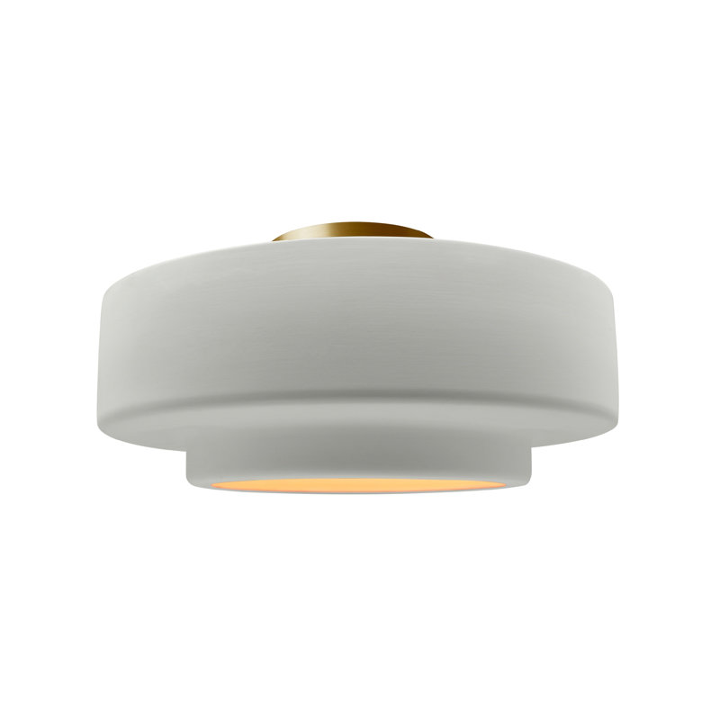 Plafonnier semi-encastré Radiance, H 7,25 po x l 14,5 po x P 14,5 po, Blanc mat / or champagne, Laiton brossé