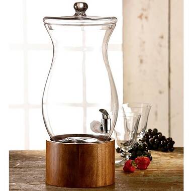 August Grove 2.5 Gallon Pebbled Glass Beverage Dispenser with Galvanized Stand - Lid - Spigot - Decorative Round Jar for Drinks - Lemonade Sangria TE