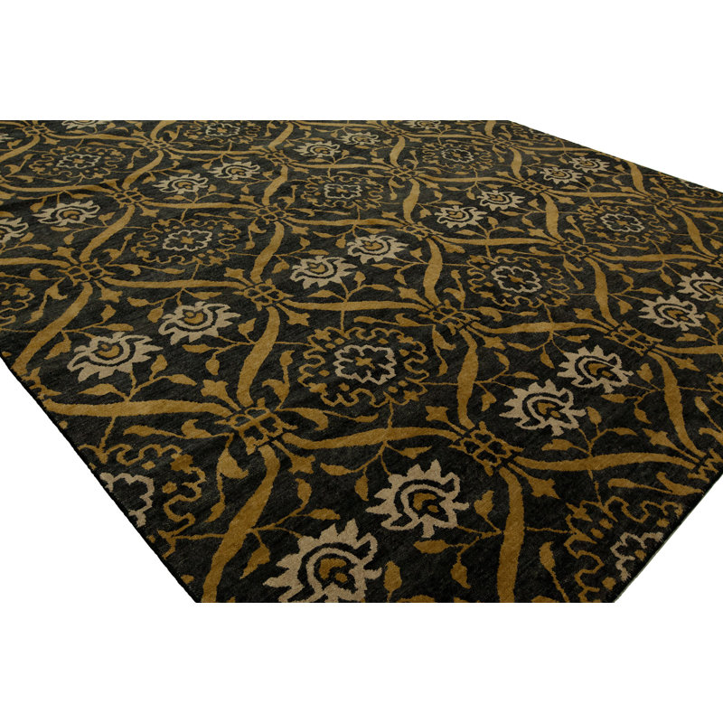 Hessie Wool Damask Indoor Rug, Rectangle 6' x 9'