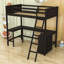 Lit mezzanine simple pour enfants avec tablettes et bureau-70556381