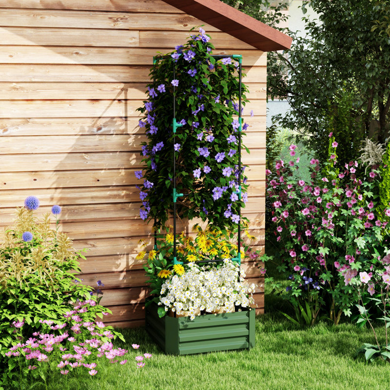 Lit de jardin surélevé galvanisé Outsunny, Vert