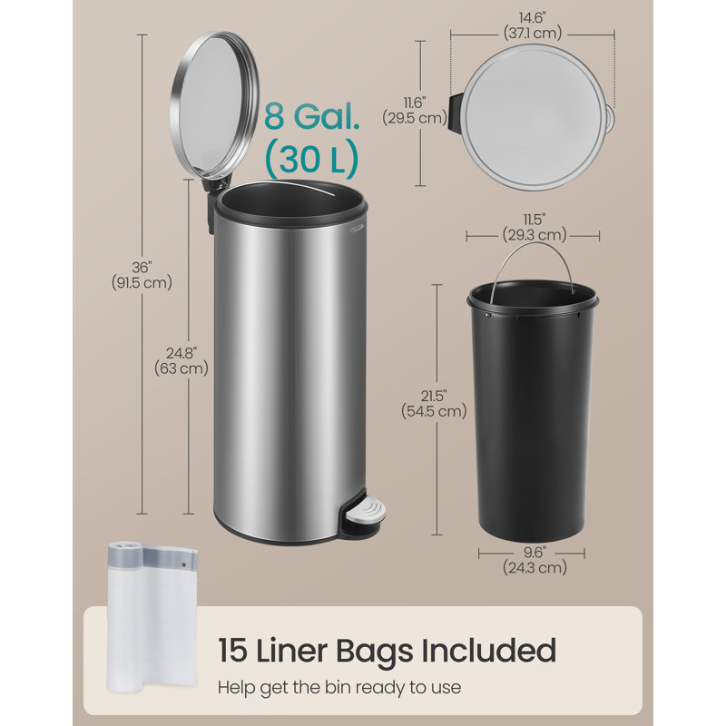 Metal Step On Recycling Bin - 30L