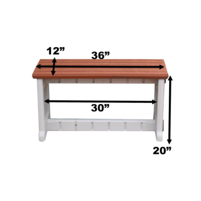 Siège de pique-nique en plastique, Bois rouge, H 20 po x l 58 po x P 12 po