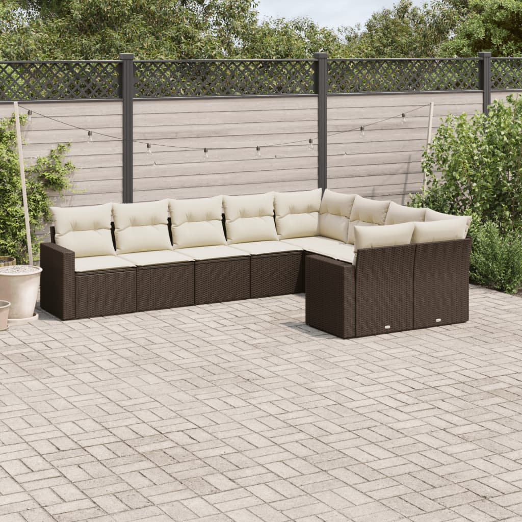 9-Sitzer Lounge-Set aus Polyrattan mit Polster