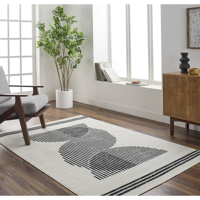 Machine Woven Beige/Black/Ivory Indoor Rug, Rectangle 201 x 274cm
