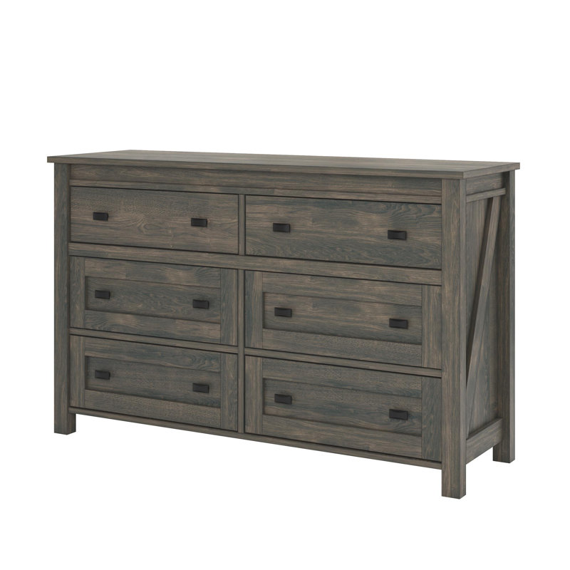 53.6 " W 6 - Drawer Dresser, Weathered Oak