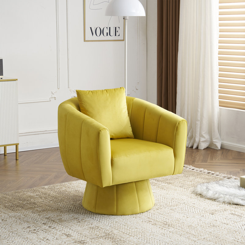 Velvet Swivel Chair, Yellow Velvet