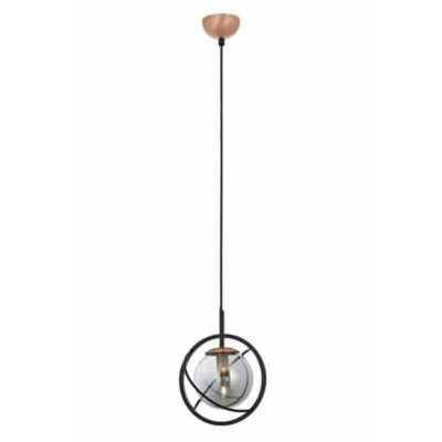 Lustre industriel moderne, structure en métal noir et bronze, 39,4 po x 8,7 po | Bouchon en verre, douille E14 (40 W maximum) | Parfait pour les décors scandinaves et fantaisistes, design élégant pour les espaces repas et de vie