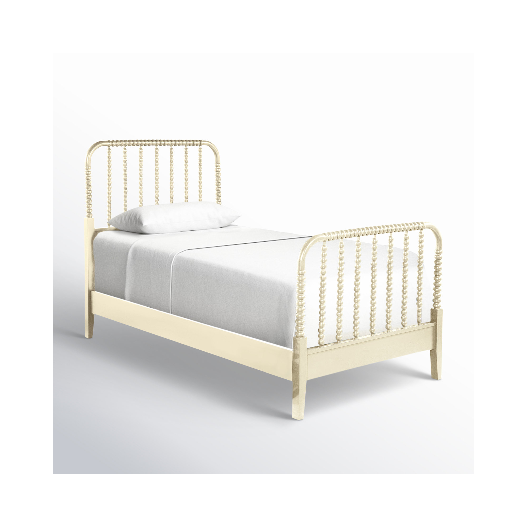Louisa Solid Wood Spindle Bed, Bisque, Twin