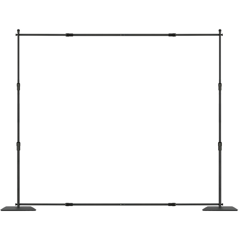 Ensemble de tuyau et de rideau 10 pi x 10 pi, support de fond robuste avec base en acier au carbone, support de fond réglable avec 6 pinces et un sac de transport pour le mariage, la fête, l'évènement, la photographie et l'exposition