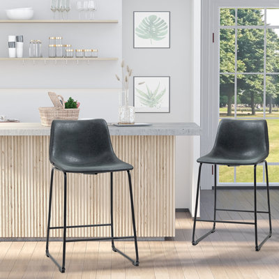 Shaquan Upholstered Counter Stool with Metal Frame