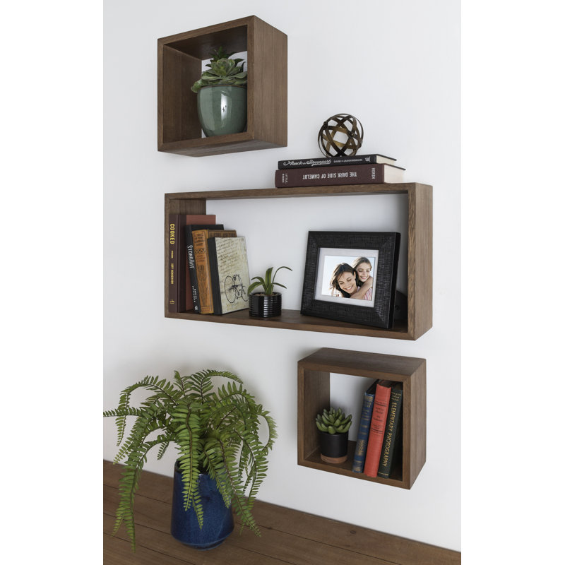 Dipaolo 3 Piece Solid Wood Accent Shelves