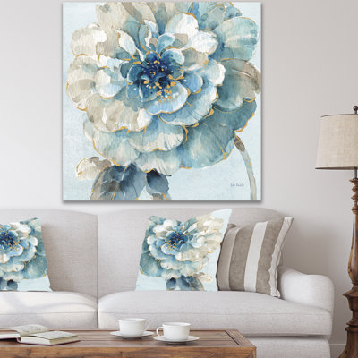 Floral Indigold Watercolor Canvas Painting - Watercolor Flower II