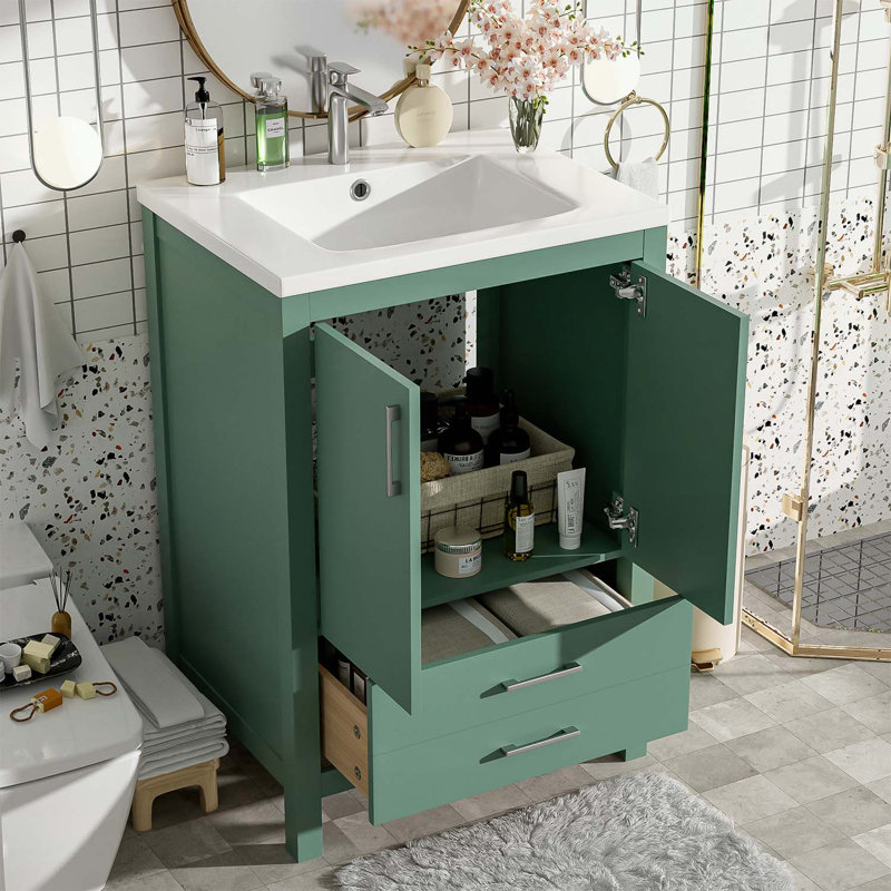Meuble-lavabo élégant avec lavabo en céramique de qualité supérieure et capacité de rangement abondante