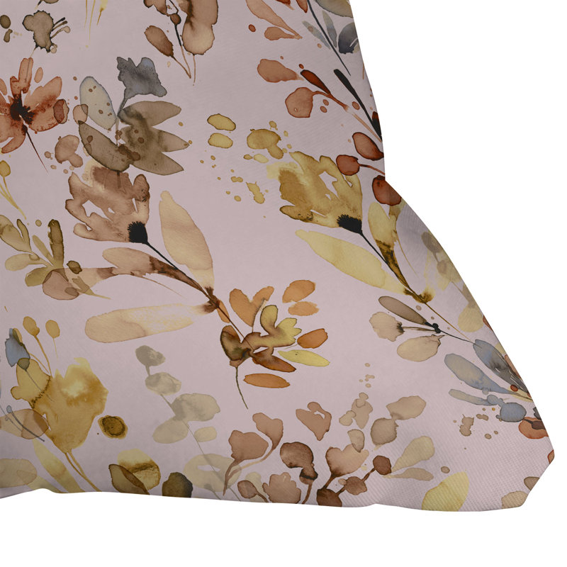  Coussin décoratif floral intérieur / extérieur en polyester, 16 po x 16 po