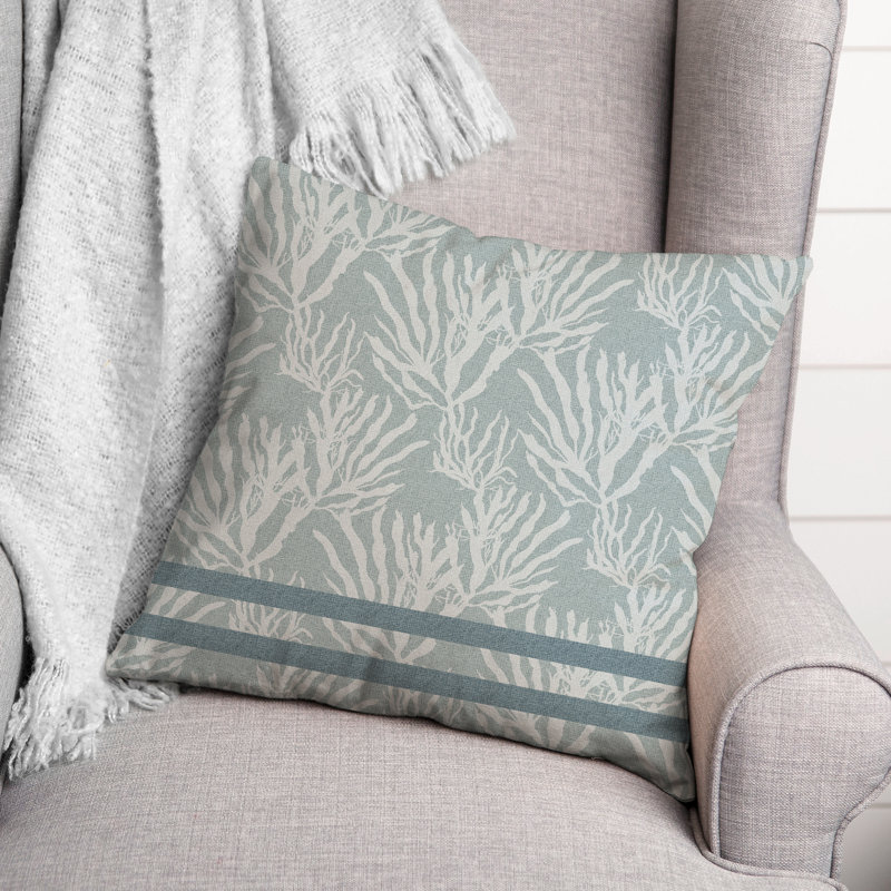 Striped Reversible Throw Pillow, White/Blue