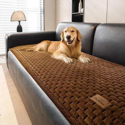 Housse de protection pour canapé en velours pour chien, housse en peluche pelucheuse pour 3 coussins 27,6 po x 82,7 po