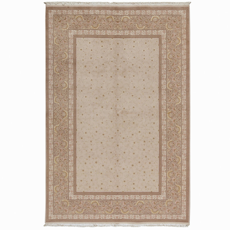 Tapis brun / gris de haute qualité noué à la main