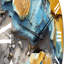Horloge murale Lava Marble Art, orange liquide et bleu III-1968253261