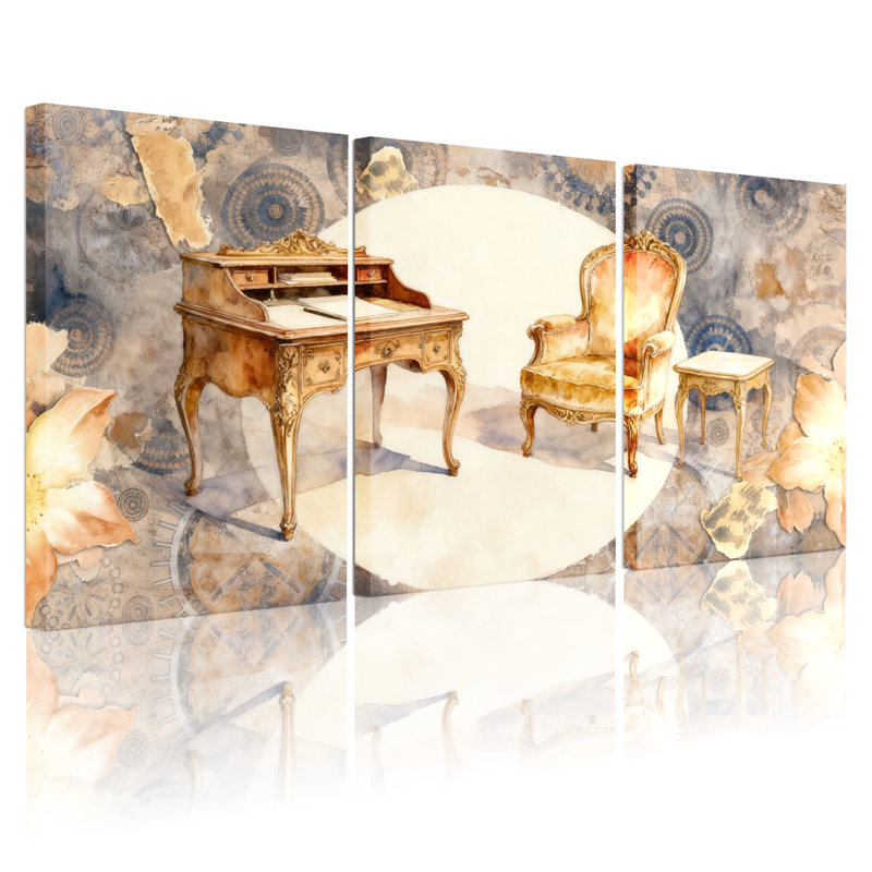 Ensemble de 3 reproductions d'art sur toile à motif floral, H 30 po x l 60 po