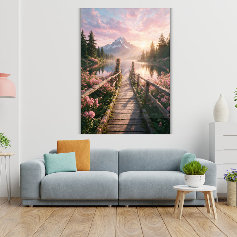 Art mural en verre trempé Mountain Lake, H 30 po x l 20 po