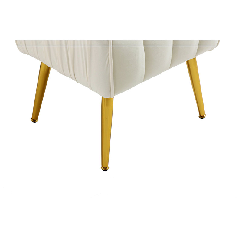 Fauteuil d'appoint avec repose-pieds, Velours beige