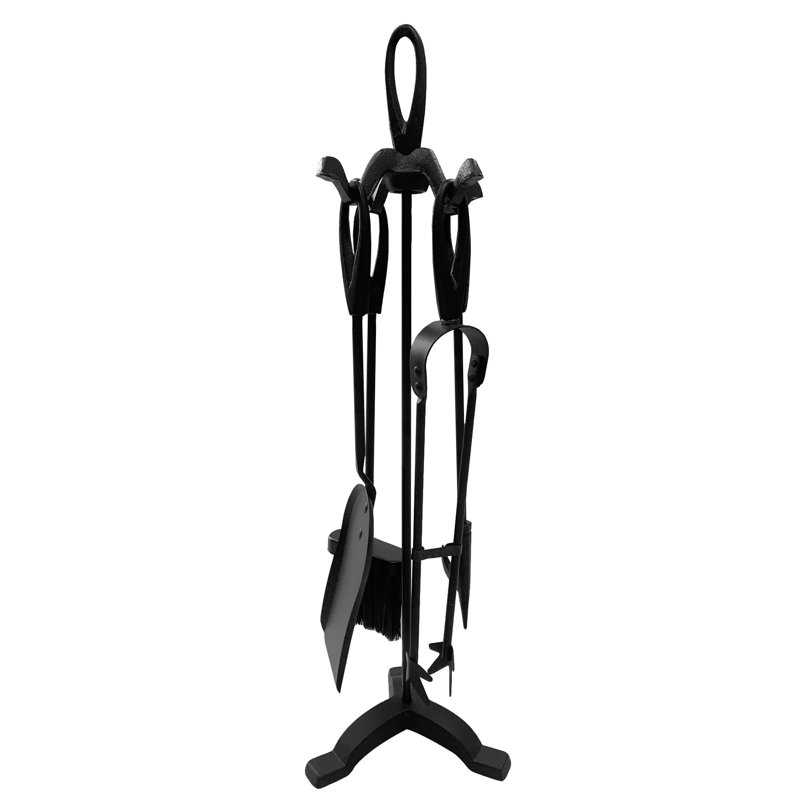 Leonie Steel Fireplace Tool Set, 64cm H x 15cm W x 16cm D, Matte Black