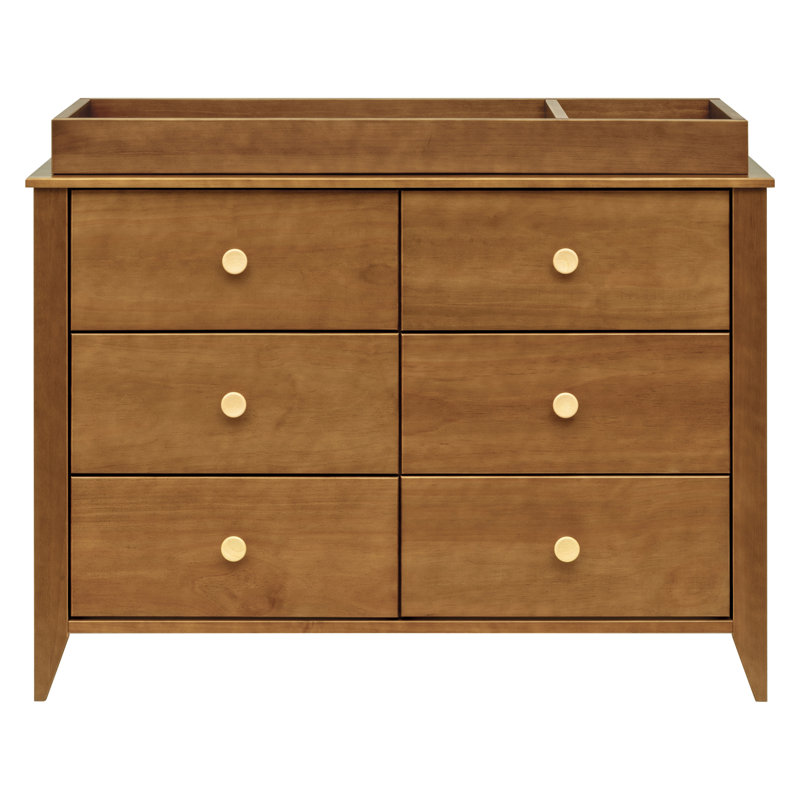 Chestnut and Natural Mid-Century Double Dresser with Ball Bearing Glides