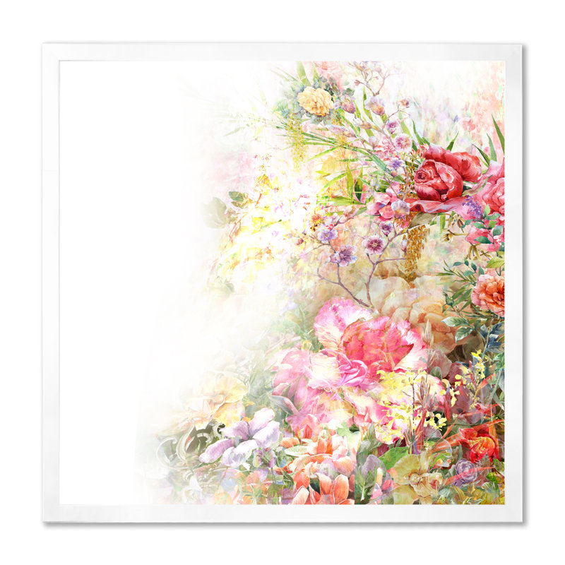 «Modern Modern Red and Green Summer Garden VI», reproduction d'art sur toile, H 30 po x l 30 po x P 1 po, Cadre photo blanc