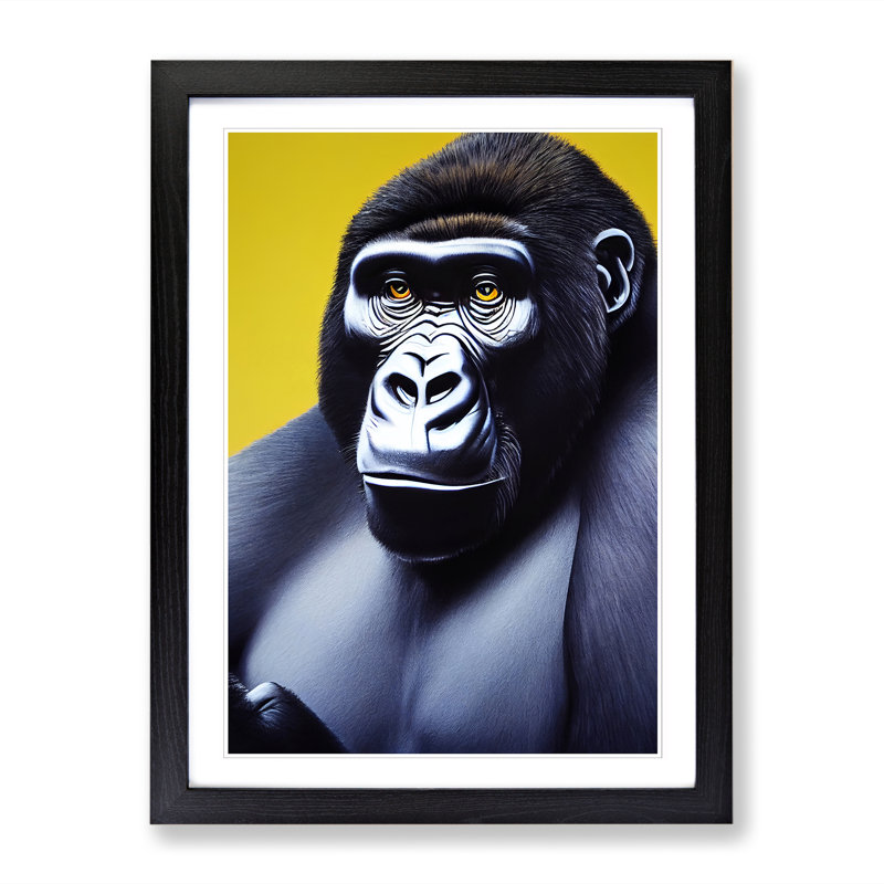 Gorilla Profile - Picture Frame Print, 64cm H x 46cm W x 2cm D, Oak