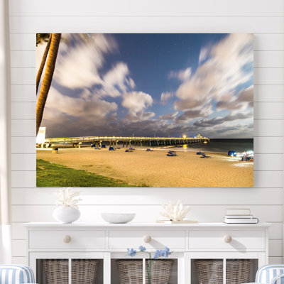 Mccutchen " Beach Pier In The Evening Light - Moving Clouds & Stars "