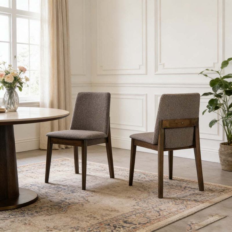 Upholstered Armless Dining Chairs, Brown,Walnut